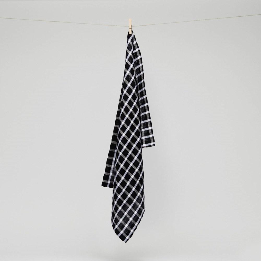 Pure Linen Grid Tea Towel