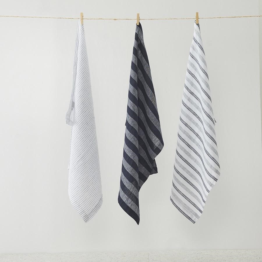 Pure Linen Stripe Tea Towel