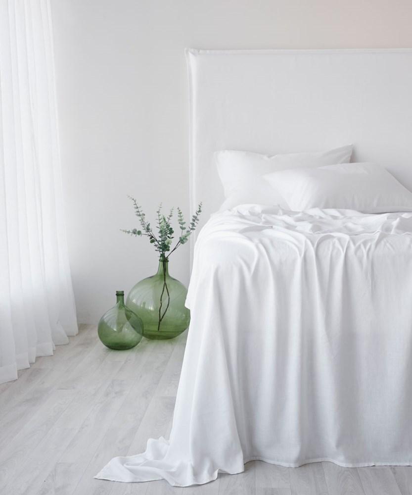 Bamboo Linen Flat Sheet. From $139.95. Available at George Street Linen