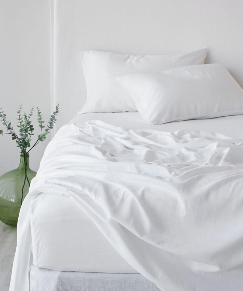 Bamboo Linen Fitted Sheet. From $119.95. Available at George Street Linen