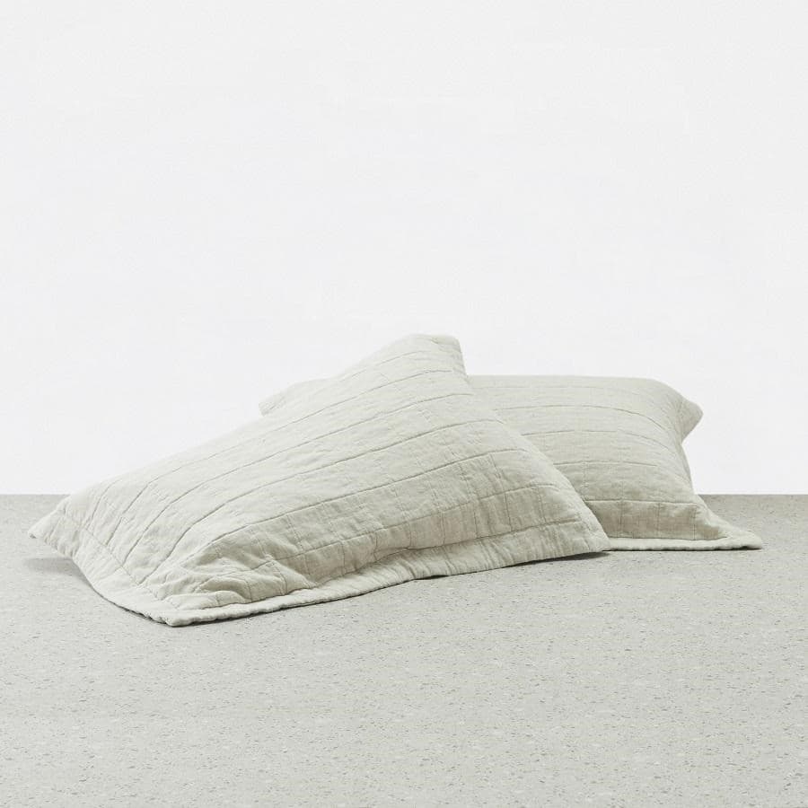 Pure Linen Quilted Pillowcase. From $USD149.00. Available at George Street Linen