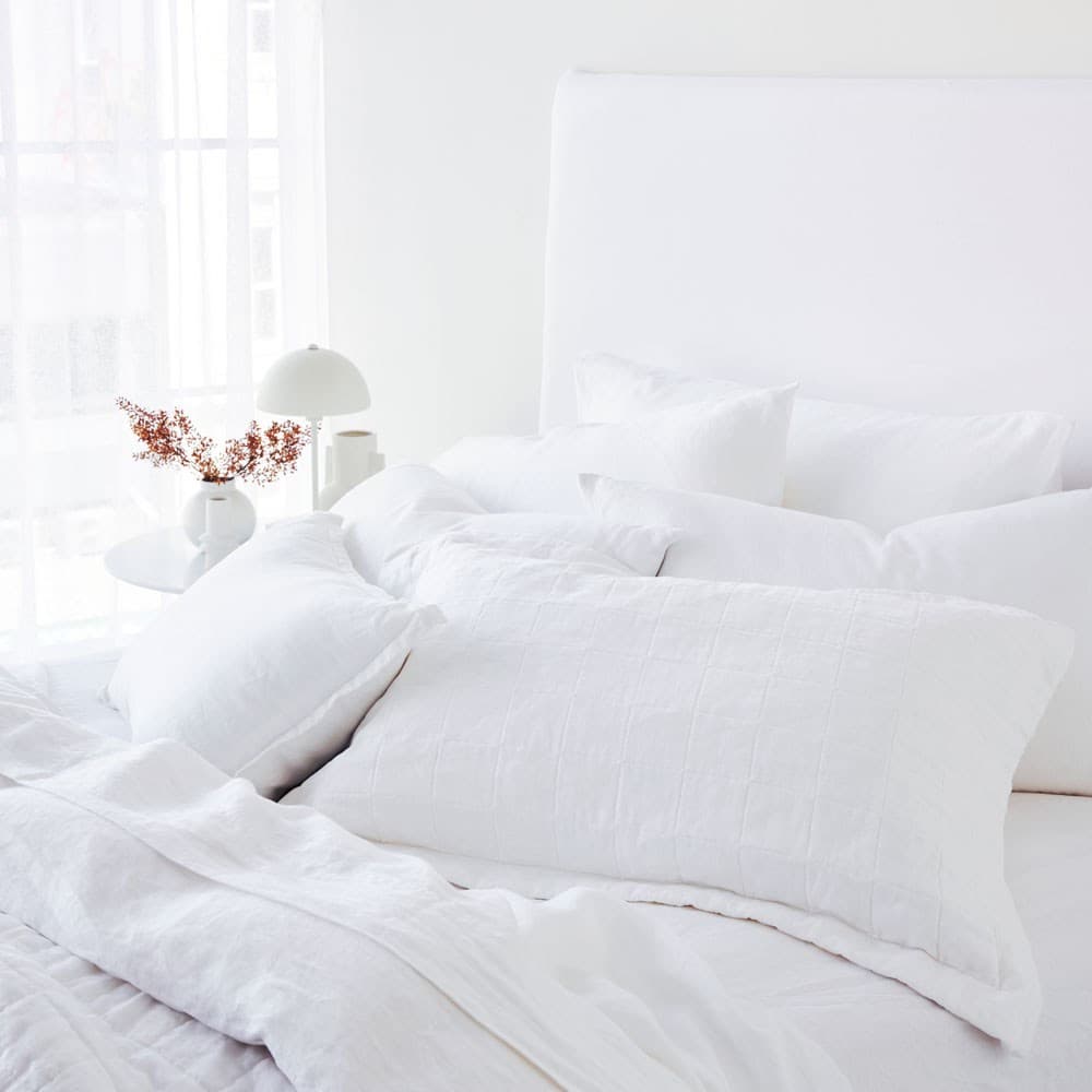 Pure Linen Quilted Pillowcase. From $USD149.00. Available at George Street Linen