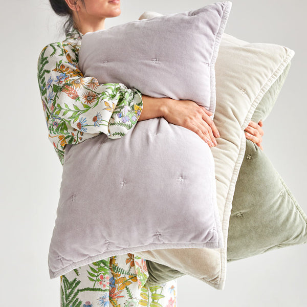 Venus Cotton Velvet Quilted Pillowcases pair - Lilac