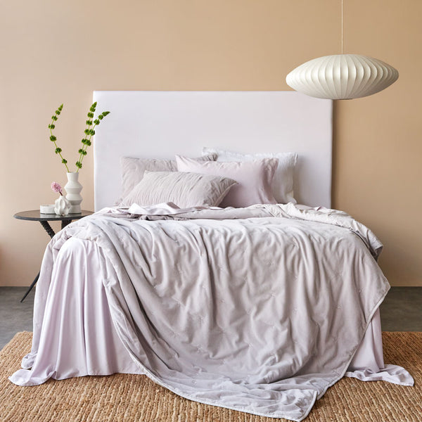 Venus Cotton Velvet Quilted Pillowcases pair - Lilac