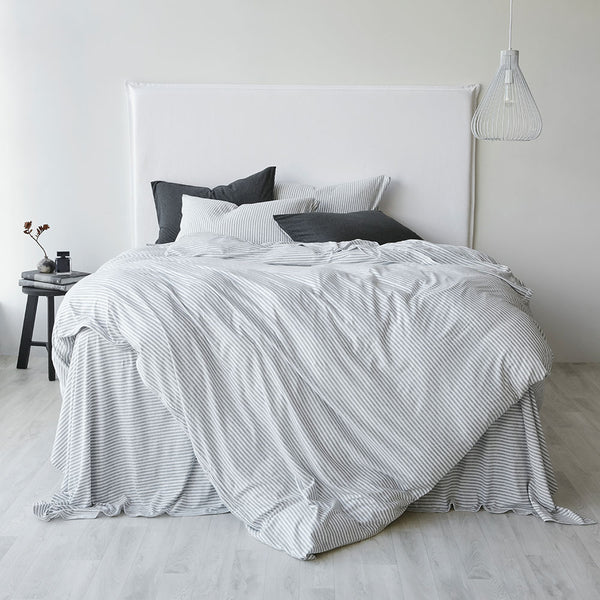 Cotton Jersey Flat Sheet - Grey Stripe