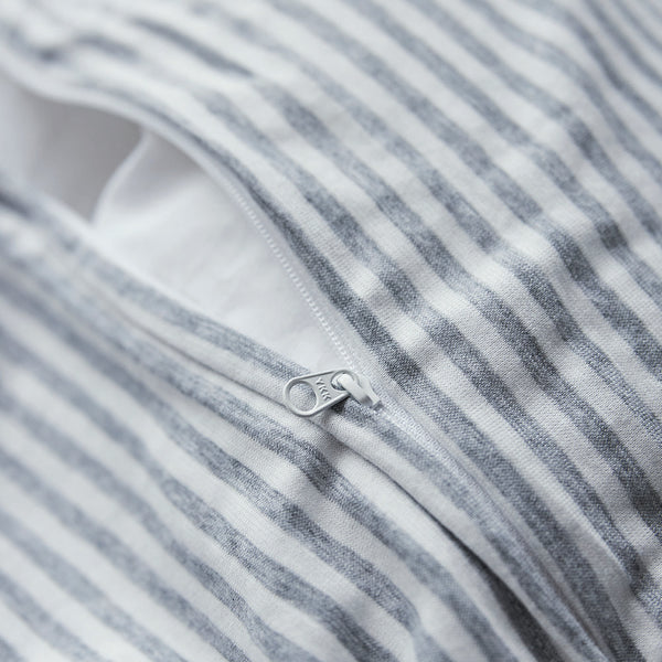 Cotton Jersey Duvet Cover - Grey Stripe