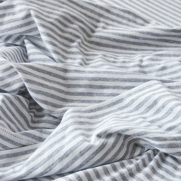 Cotton Jersey Duvet Cover - Grey Stripe