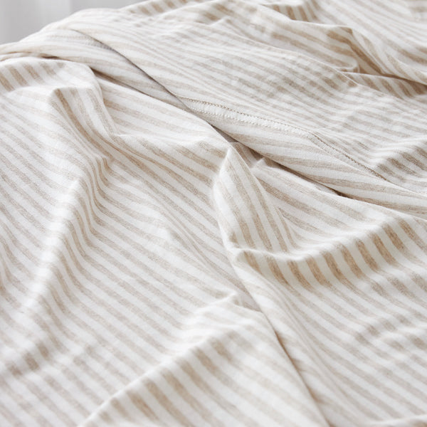 Cotton Jersey Flat Sheet - Biscuit Stripe