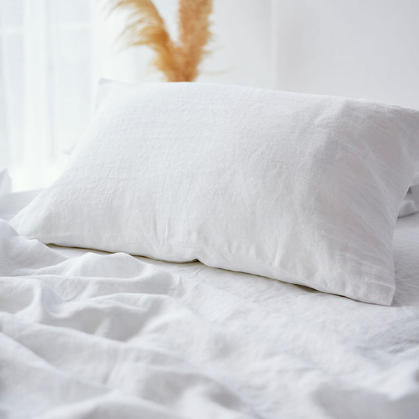 Pure Linen King Pillowcase Each - White