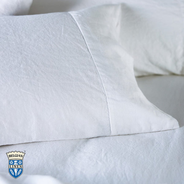 Belgian Linen Pillowcase Each - White