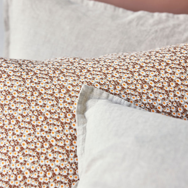 Pure Linen Forget-Me-Not Euro Pillowcase  Each-Rust