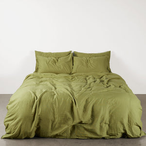 Cambric Cotton Duvet Cover Set - Moss (6604484870223)