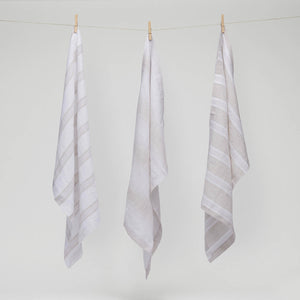 Pure Linen Stripes Tea Towel 3Pcs Pack (3671244275791)