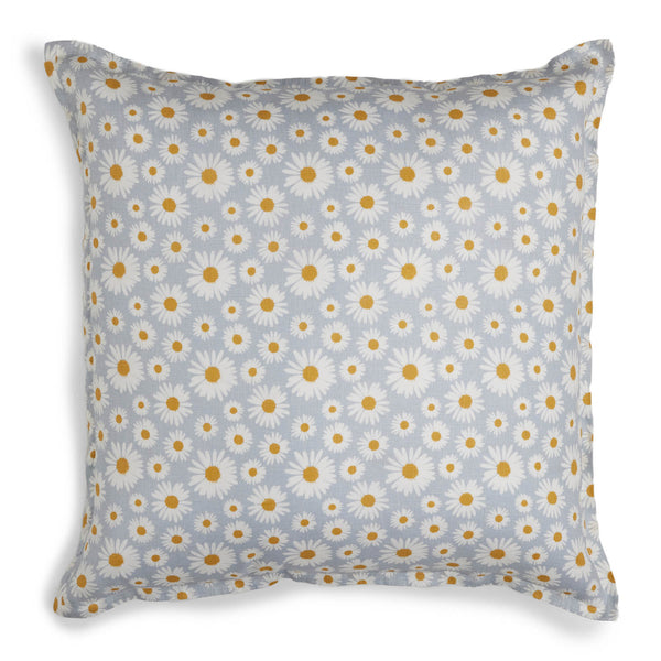 100% Linen Daisy Printed Euro Pillowcase - Sky (6604484345935)
