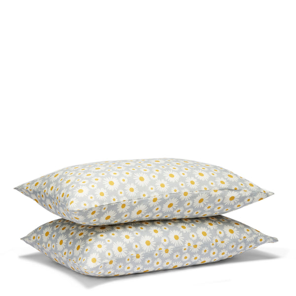 100% Linen Daisy Printed Pillowcase Pair - Sky (6604484313167)