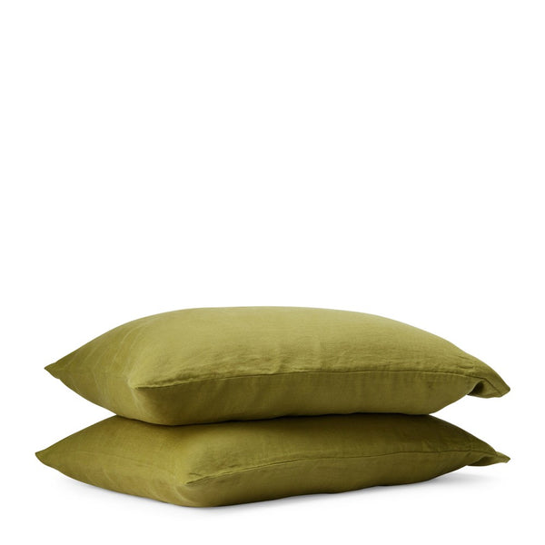 Pure Linen Standard Pillowcase Pair - Foliage