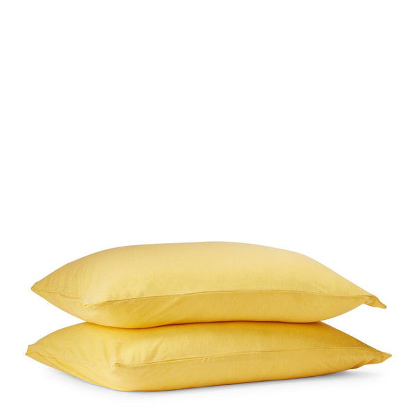 Cotton Jersey Pillowcase Pair - Lemon