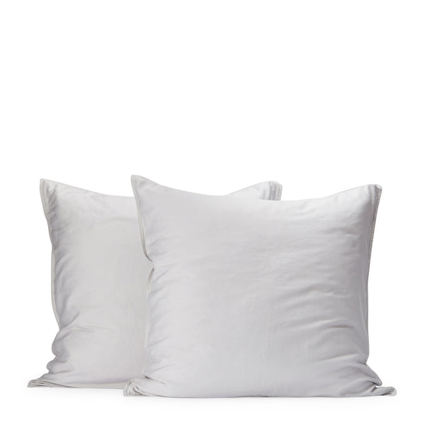 Soft Washed Cotton European Pillowcase Pair - Frost