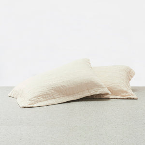 100% Linen Quilted Pillowcases - Pink Sand (3671242375247)