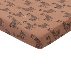 Goldie+Ace Llama Cotton Jersey Fitted Sheet Camel (4810090643535)