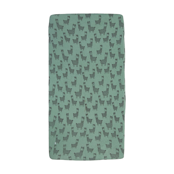 Goldie+Ace Llama Cotton Jersey Fitted Sheet Sage Green (4810090283087)