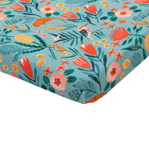 Goldie+Ace Native Garden Cotton Jersey Fitted Sheet Blue (4810088808527)