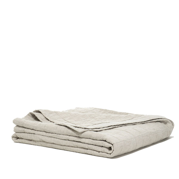 100% Linen Quilted Coverlet - Natural (3671241883727)