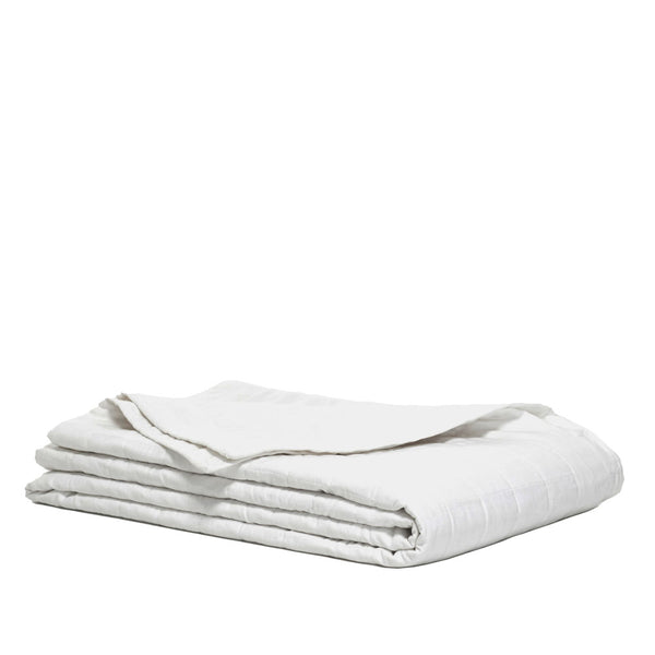 100% Linen Quilted Coverlet - White (3671241490511)