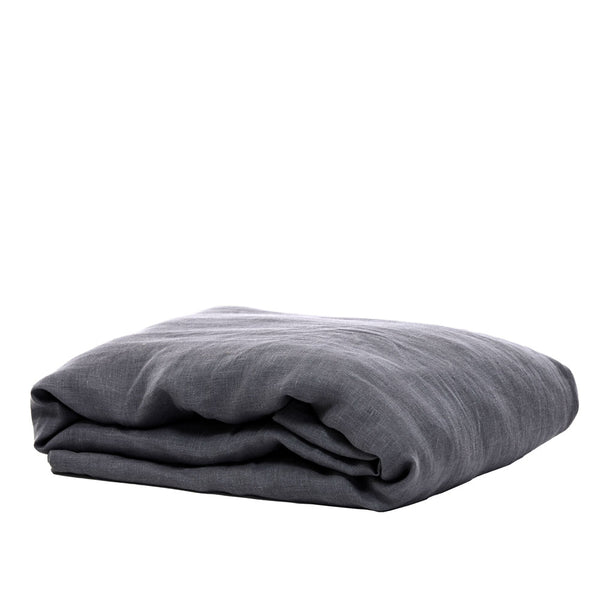 100% Linen Fitted Sheet - Charcoal (4829204185167)