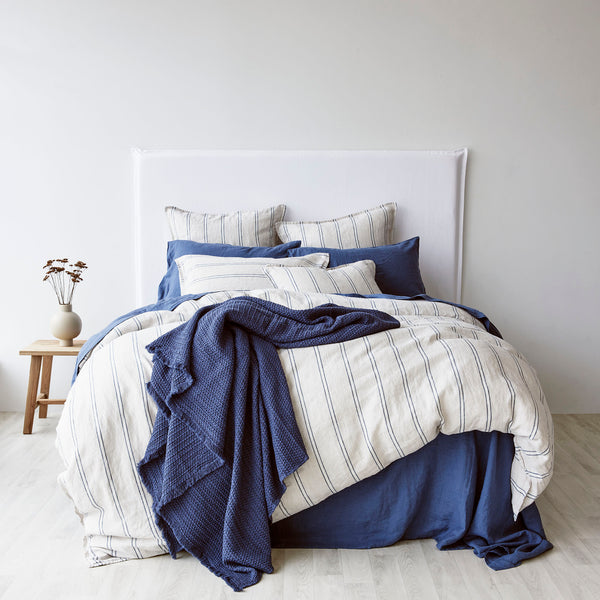 Pure Linen King Pillowcase - Eton Stripe
