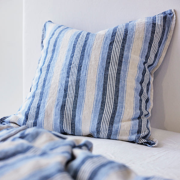Pure Linen European Pillowcase Each - Cambridge Stripe