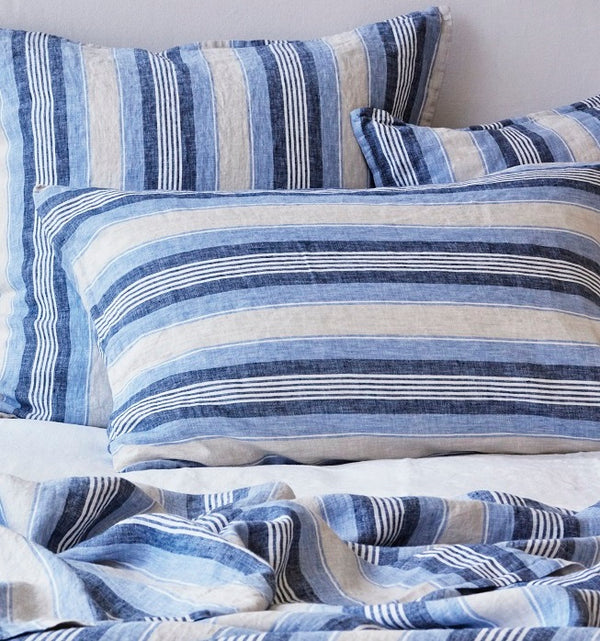 Pure Linen Standard Pillowcases Pair - Cambridge Stripe