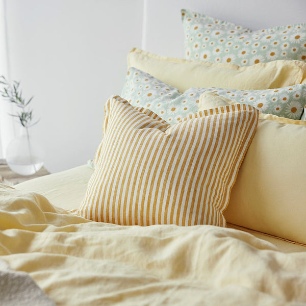 Pure Linen Daisy Euro Pillowcase Each - Sage