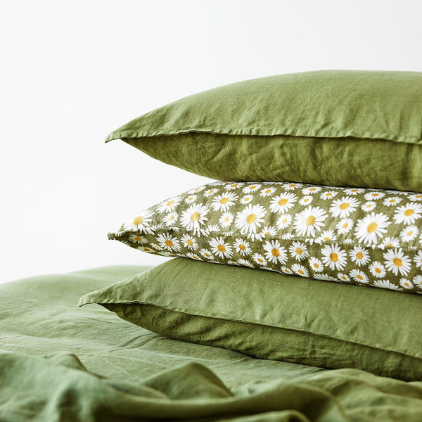 Pure Linen Printed Pillowcase pair