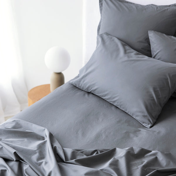 Fresh Cotton Percale European Pillowcase Each - Steel