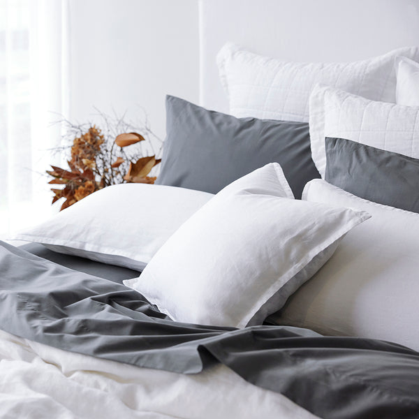 Fresh Cotton Percale Standard Pillowcase Pair - Steel