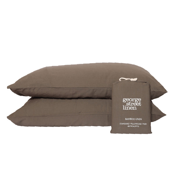 Bamboo Linen Standard Pillowcase Pair - Dusty Olive (4793248186447)