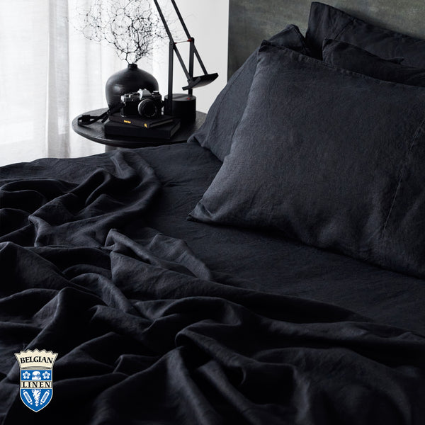 Belgian Linen Duvet Cover - Black