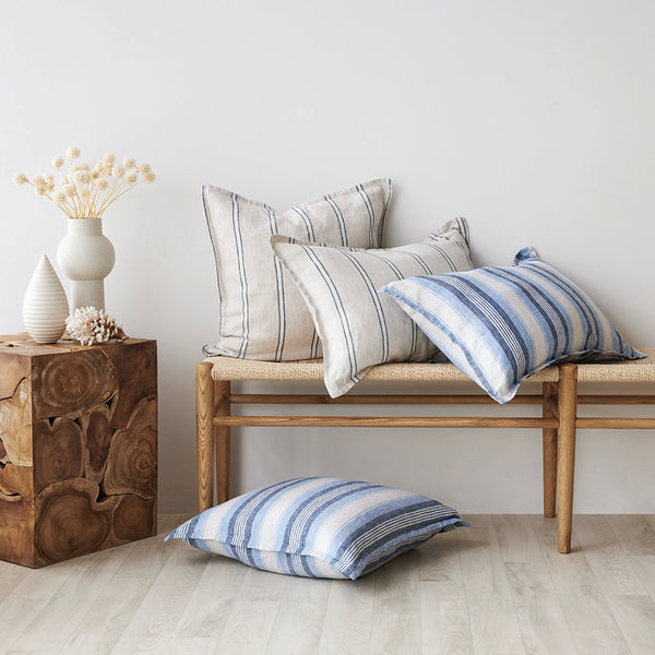Pure Linen Cushion - Eton Stripe