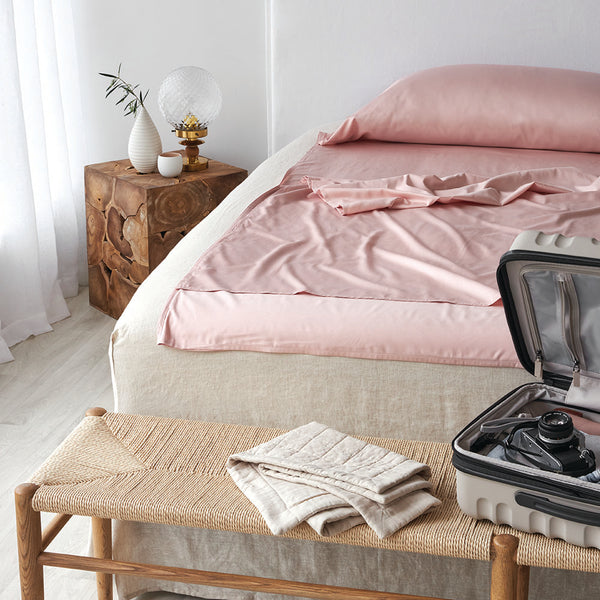 Bamboo Cotton Travel Bed Sheet - Blush
