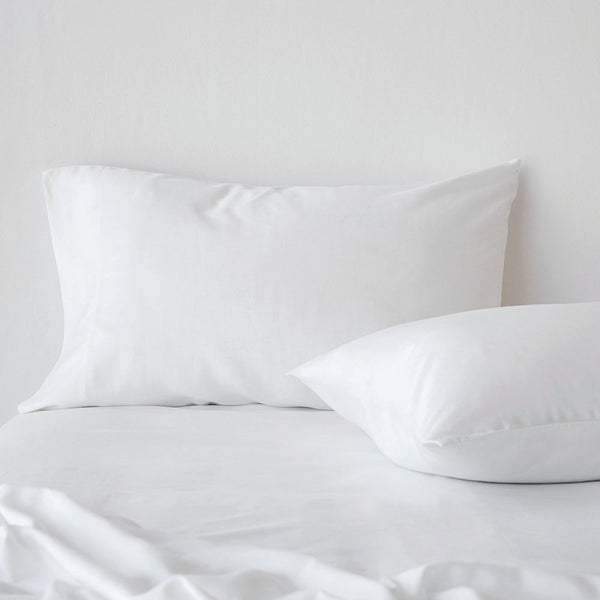 Bamboo Linen Fitted Sheet - White