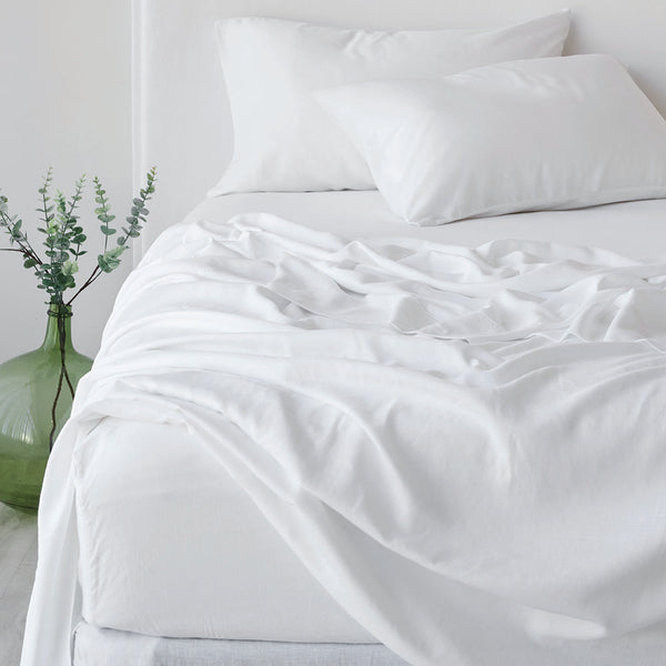 Bamboo Linen Standard Pillowcase Pair - White