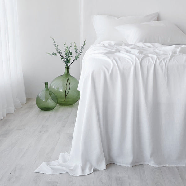 Bamboo Linen Flat Sheet - White