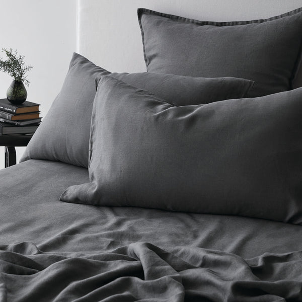 Pure Linen Standard Pillowcase - Charcoal