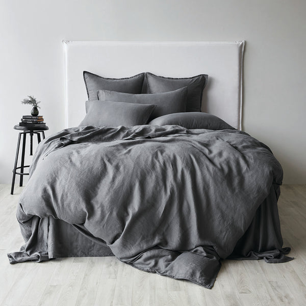 Pure Linen European Pillowcase - Charcoal