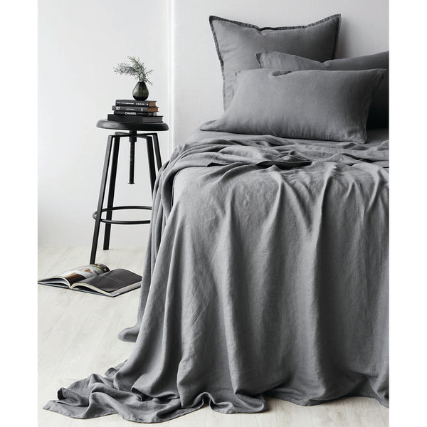 Pure Linen European Pillowcase - Charcoal