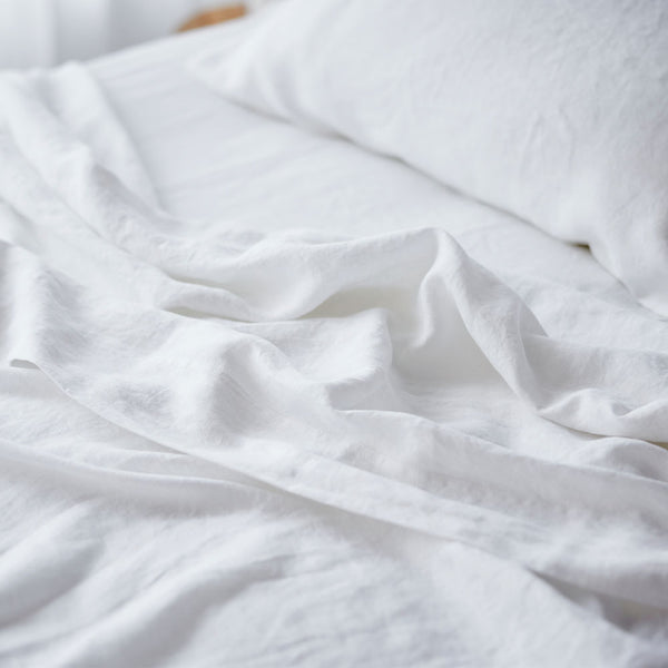 Pure Linen Fitted Sheet - White